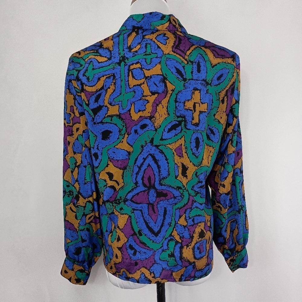 Vintage 80s 90s Alice Womens Multicolor Secretary Top sz 8 Secretary Chic Career - Picture 5 of 9
